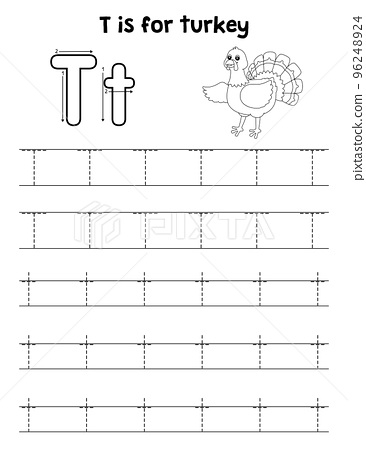 Turkey animal tracing letter abc coloring page t