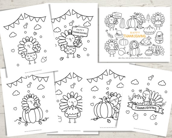 Printable thanksgiving coloring pages thanksgiving coloring sheets turkey coloring pages for kids instant download us letter x instant download