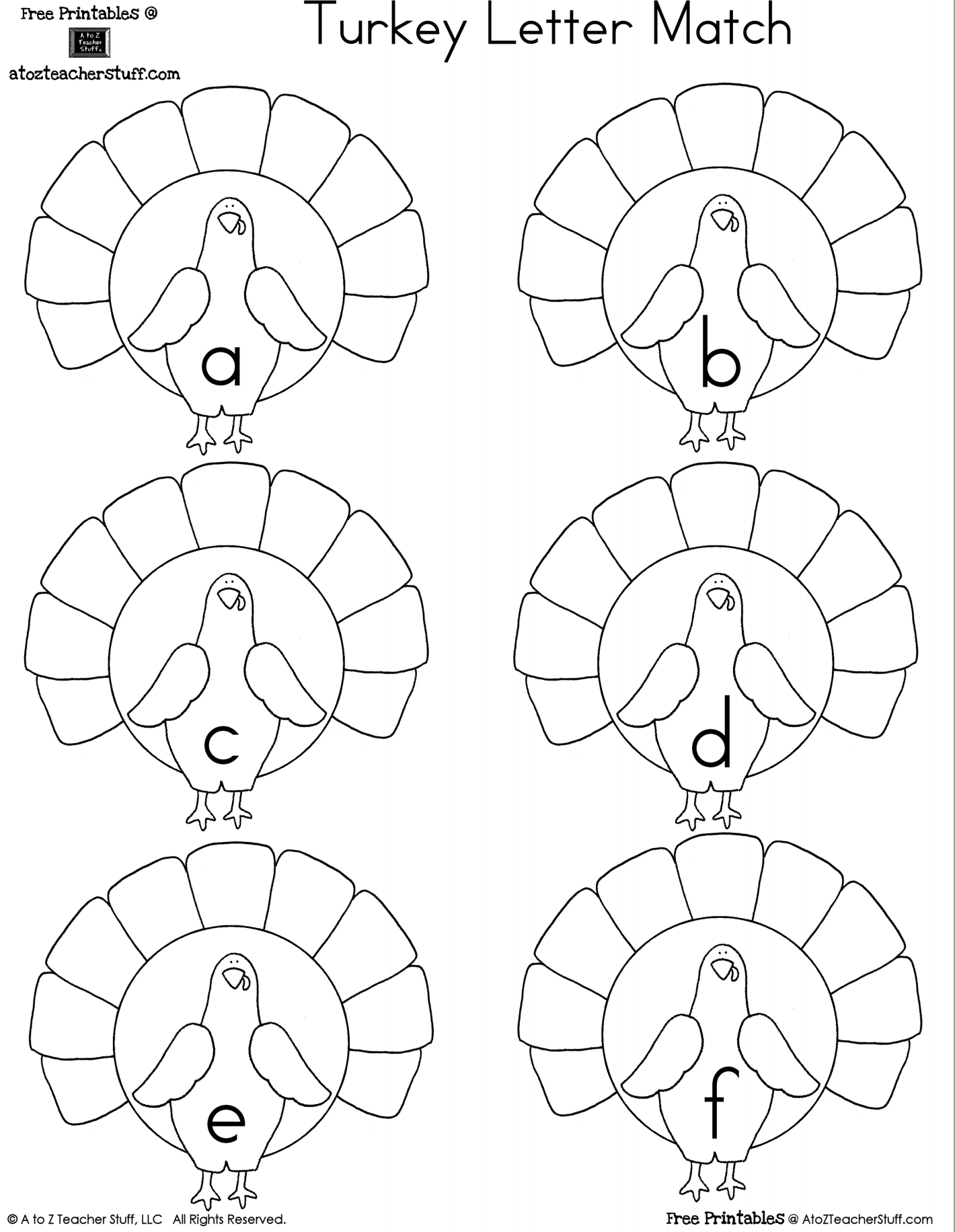 Thanksgiving alphabet turkeys a to z teacher stuff printable pages and worksheets