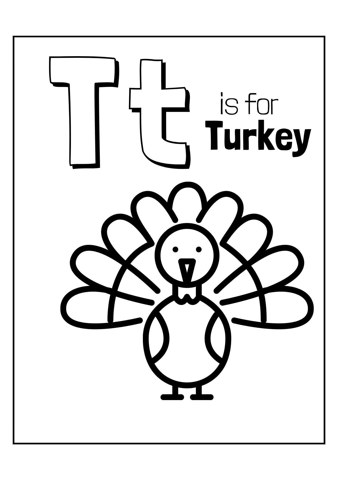 T is for turkey worksheet