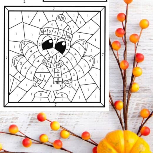 Turkey color by number printables