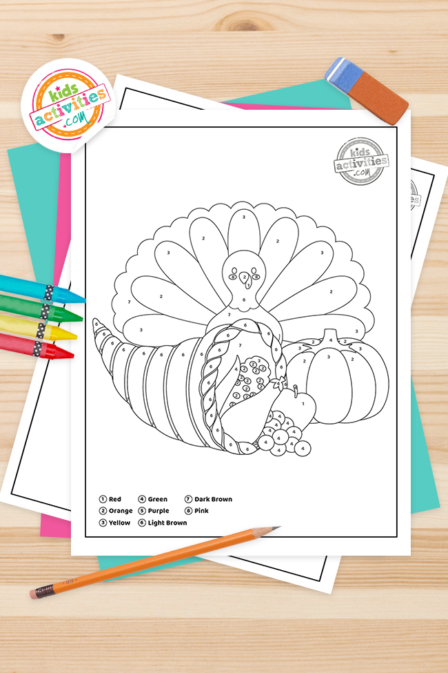 Color by number thanksgiving coloring pages kids activities blog