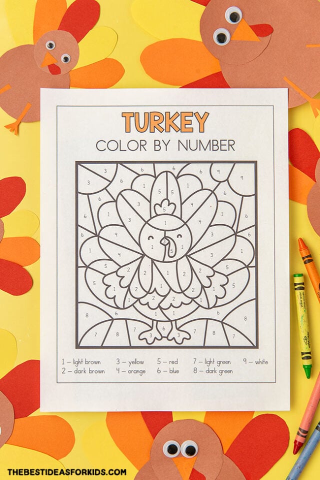 Turkey color by number free printables