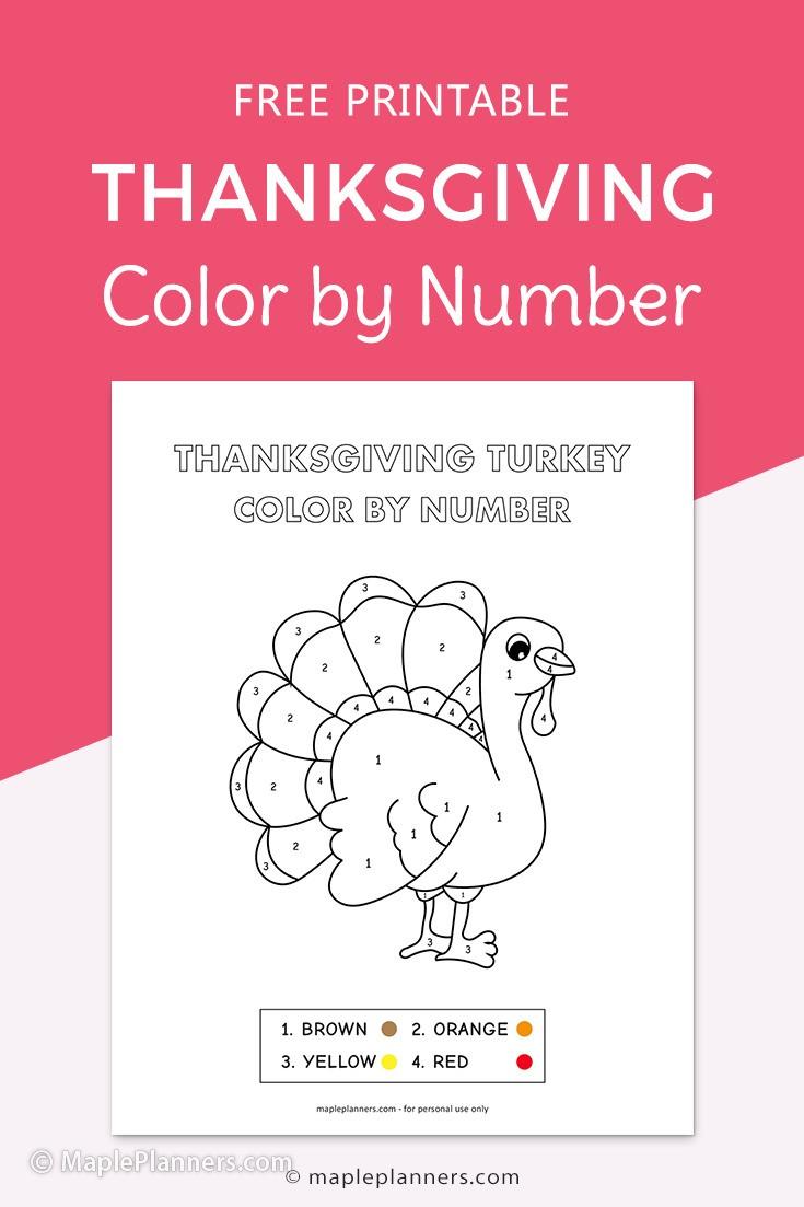 Thanksgiving color by number