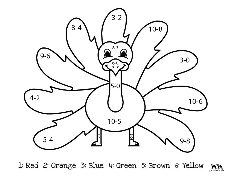 Thanksgiving color by number printables