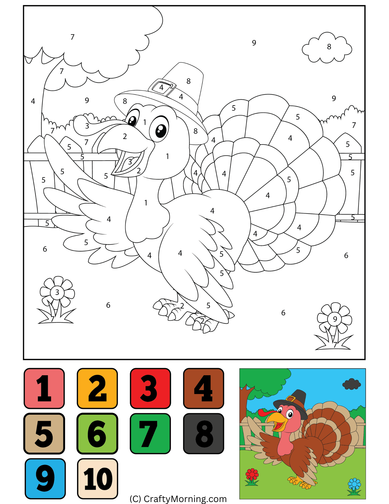 Thanksgiving color by number free printables