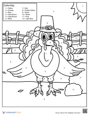 Turkey color by number worksheet