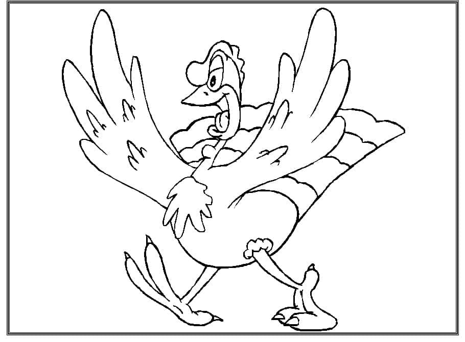 Cartoon funny turkey coloring page