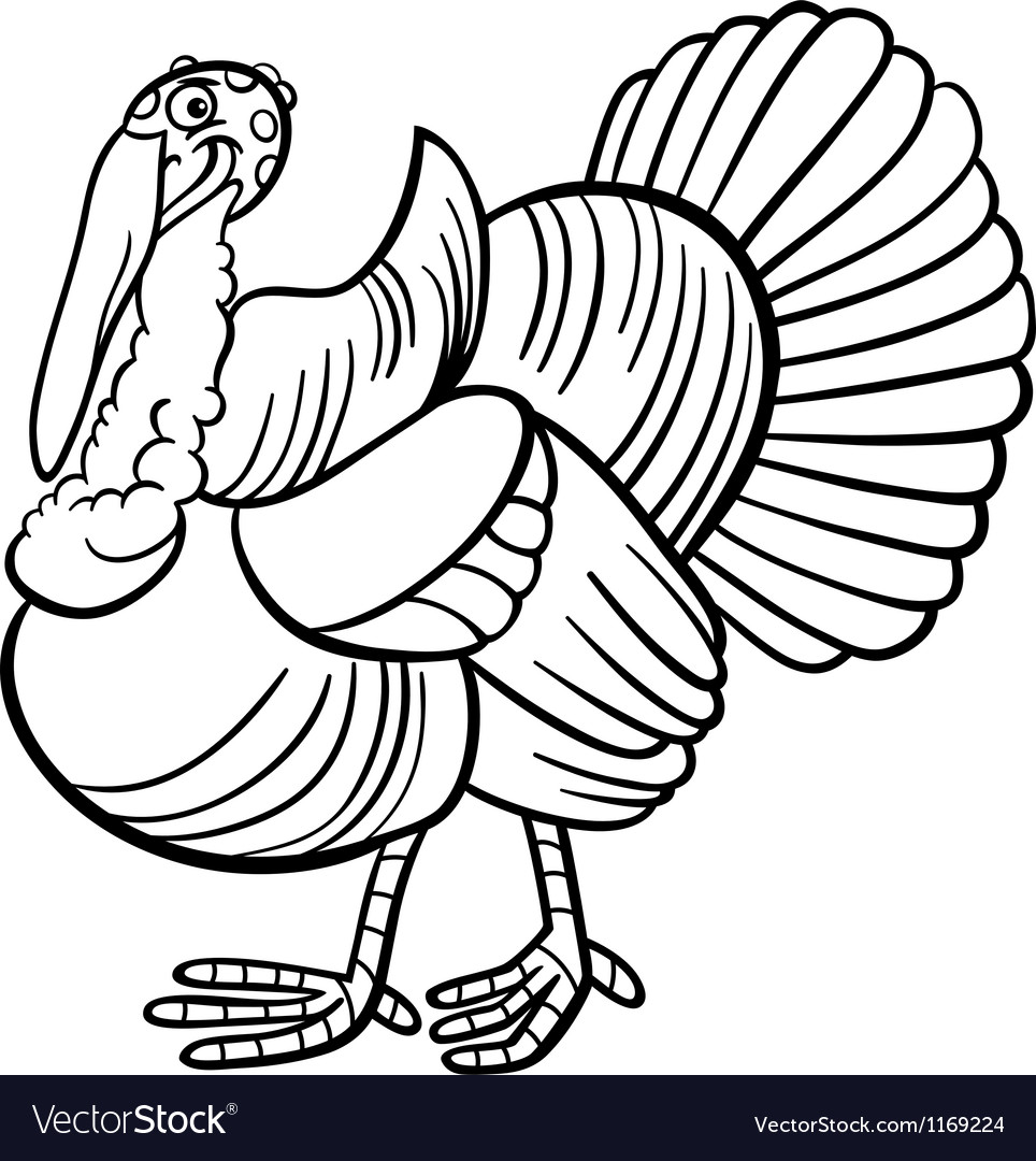 Farm turkey cartoon for coloring book royalty free vector