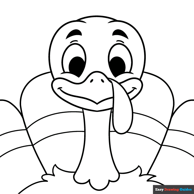 Turkey face coloring page easy drawing guides