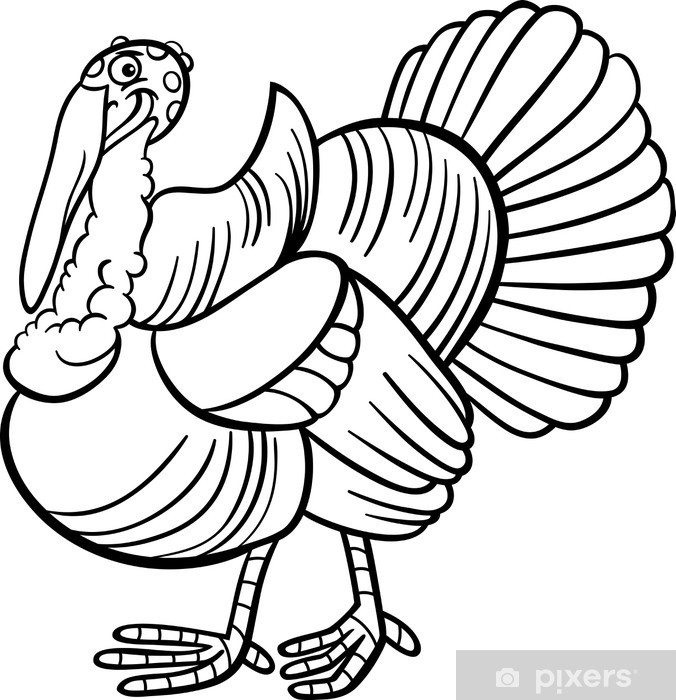 Sticker farm turkey cartoon for coloring book