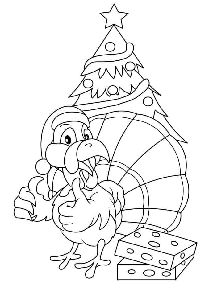 Christmas turkey coloring page