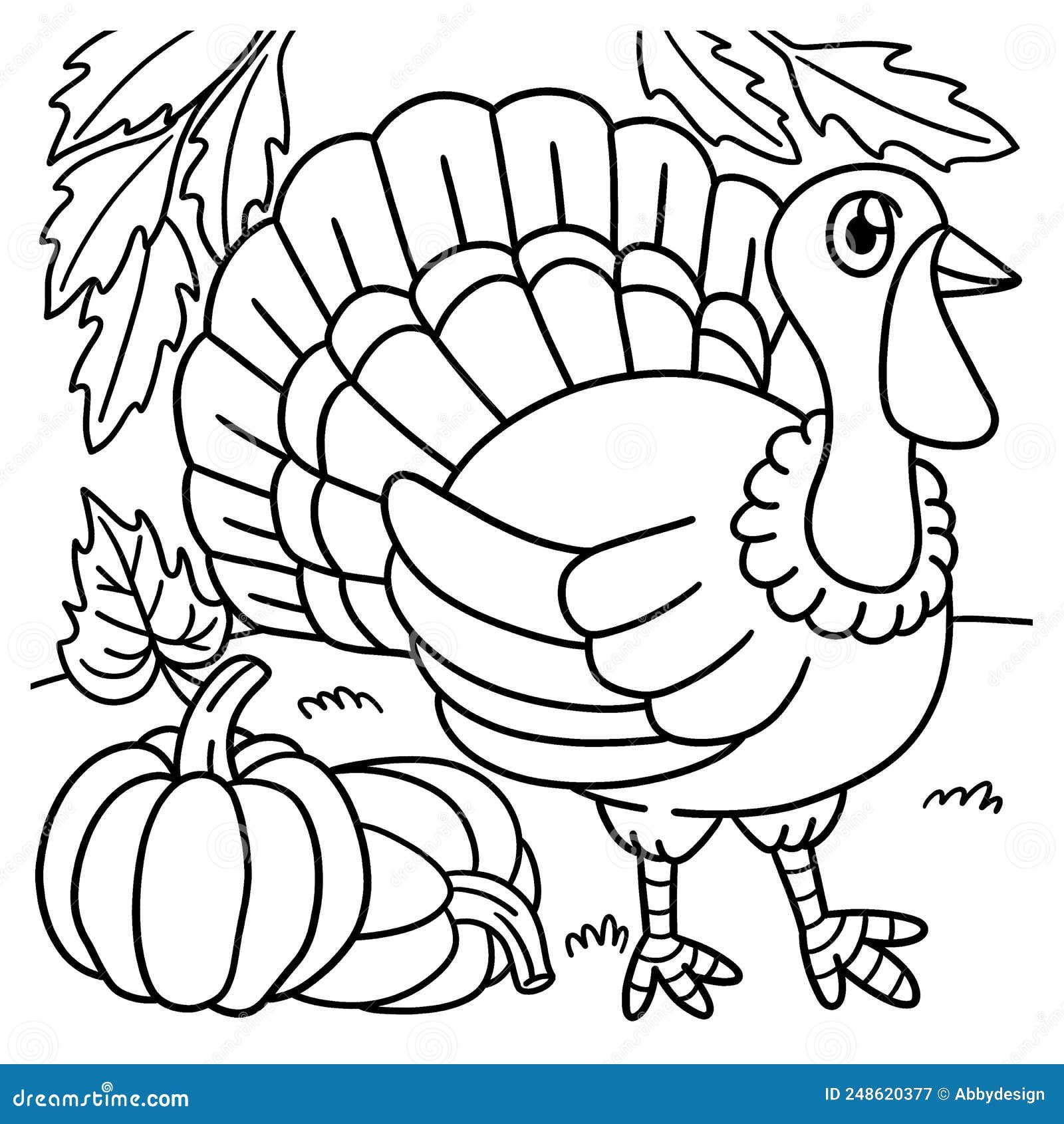 Thanksgiving turkey coloring page for kids stock vector