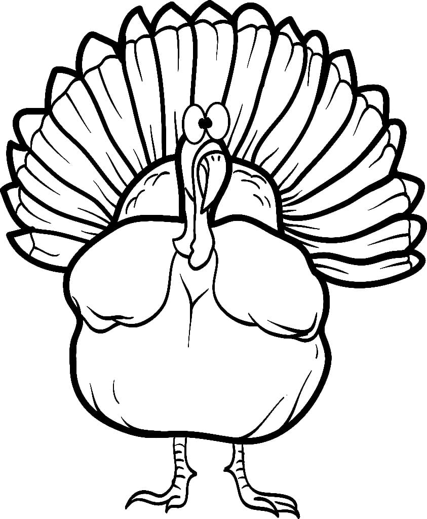 A funny turkey coloring page