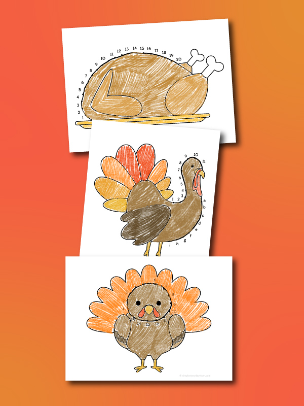 Turkey connect the dots printables freebie