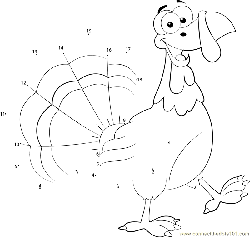 Happy turkey dot to dot printable worksheet