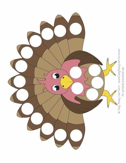 Free turkey do a dot printables