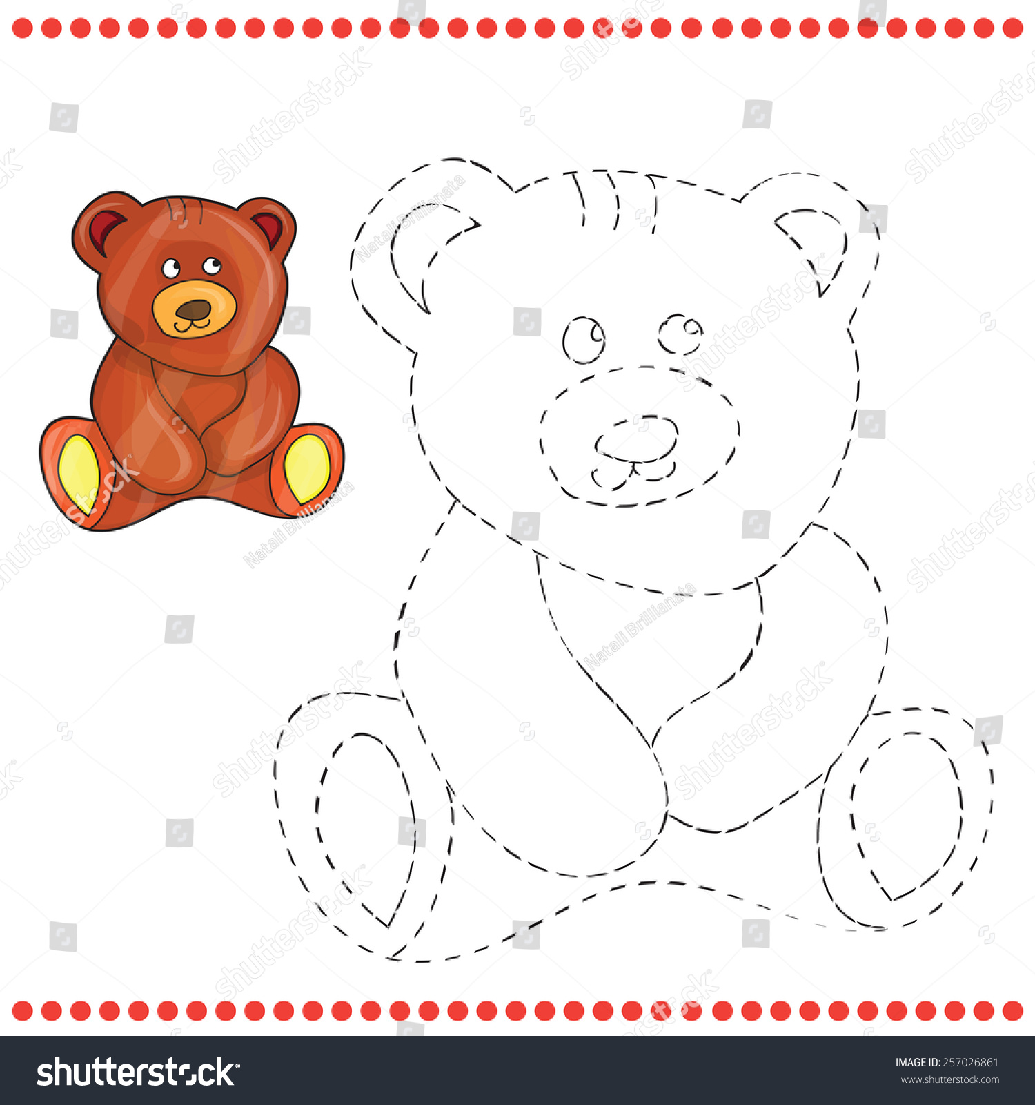 Connect dots coloring page teddy bear stock vector royalty free
