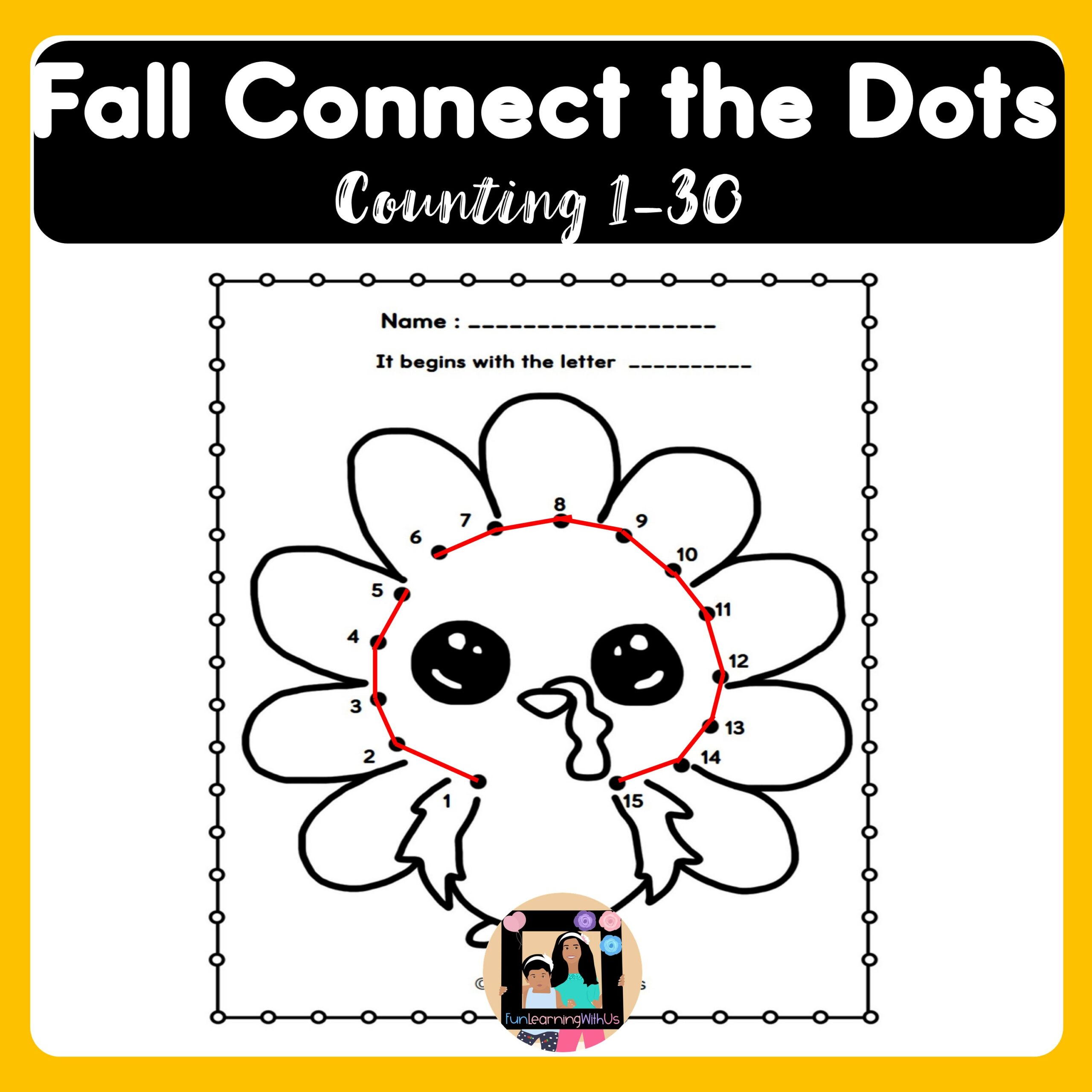 Fall connect the dots dot to dot worksheets made by teachers