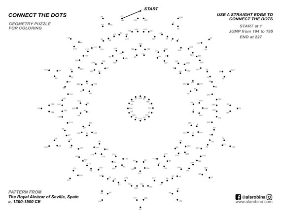 Connect the dots geometry coloring page downloadable pdf ultimate dot to dot for adults and children