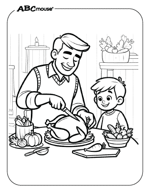 Free thanksgiving dinner printable coloring pages for kids