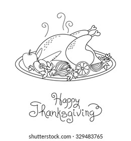 Doodle thanksgiving turkey meal freehand vector stock vector royalty free