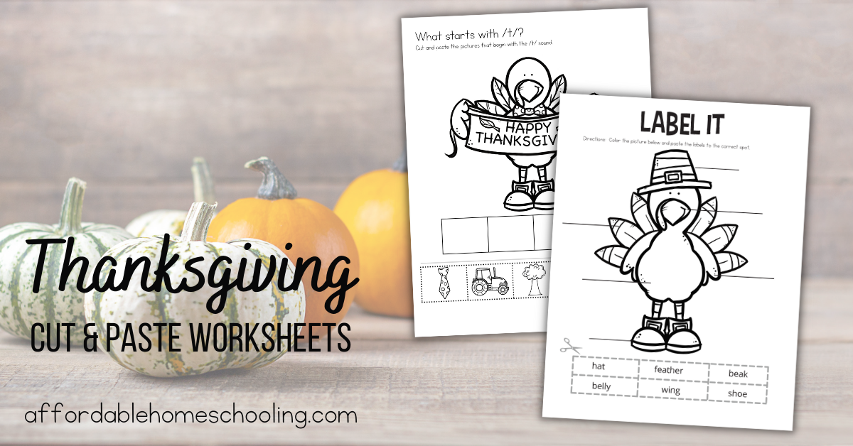 Free printable thanksgiving cut and paste worksheets