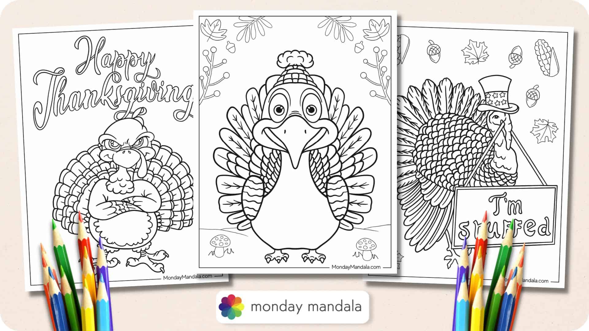 Turkey coloring pages free pdf printables