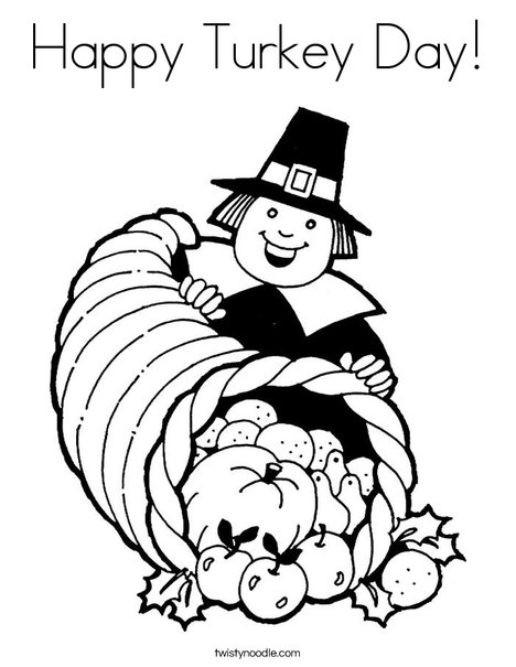 Happy turkey day coloring page