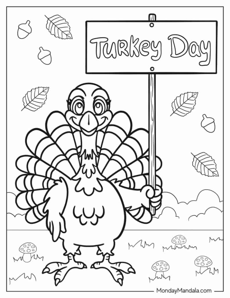 Turkey coloring pages free pdf printables