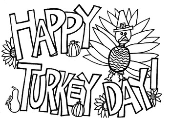 Happy turkey day coloring sheet by koolkats art bin tpt