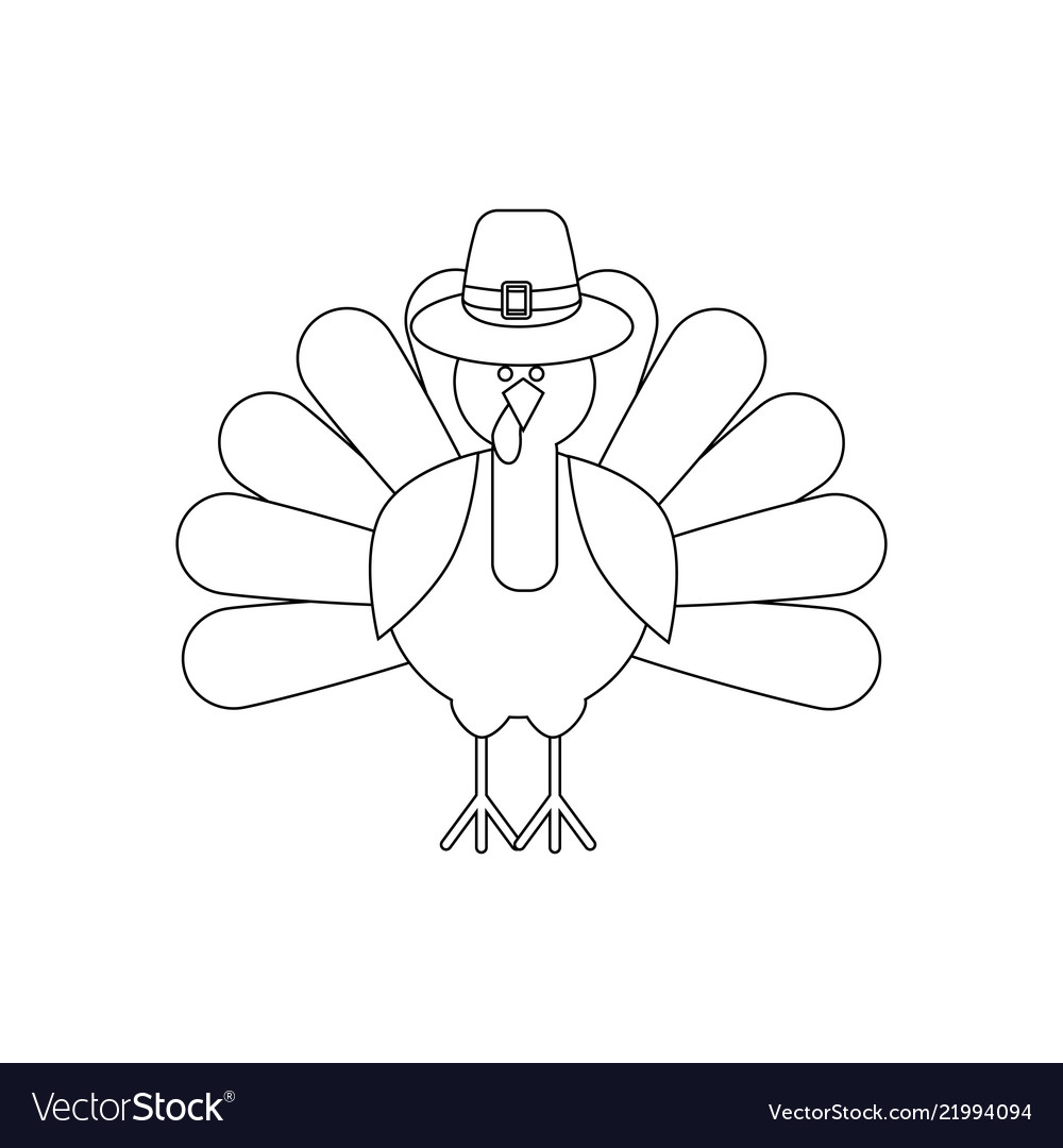 Turkey thanksgiving day coloring page royalty free vector