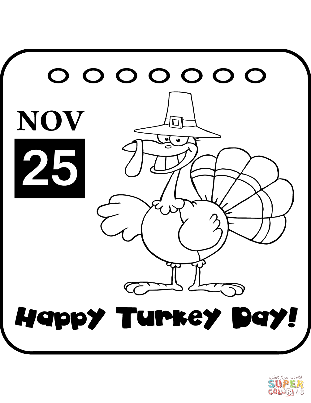 Happy turkey day coloring page free printable coloring pages