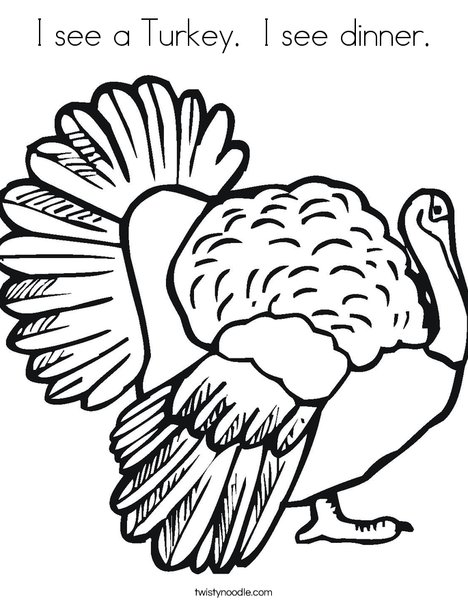 I see a turkey i see dinner coloring page