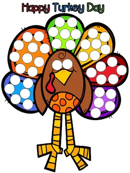 Thanksgiving turkey dot paint page and color sheet by jannysue tpt