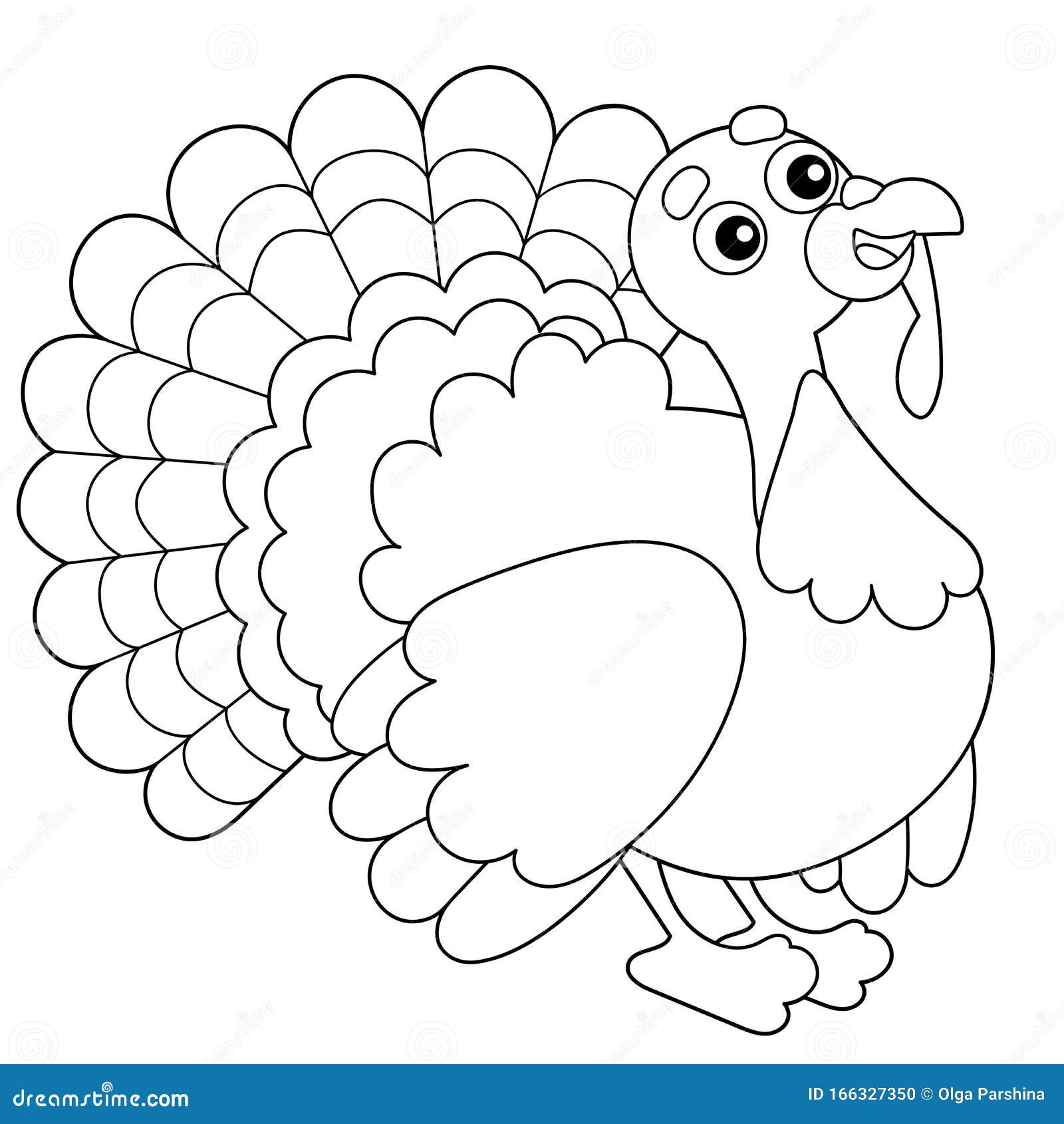 Coloring page outline of cartoon turkey farm animals stock vector