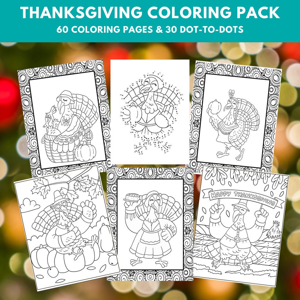 Thanksgiving coloring pages pack