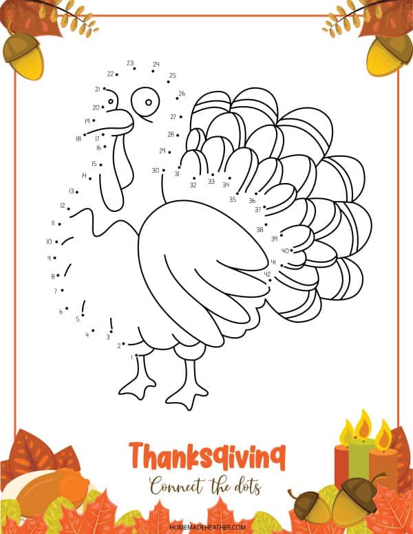 Free thanksgiving dot to dot printables homemade heather