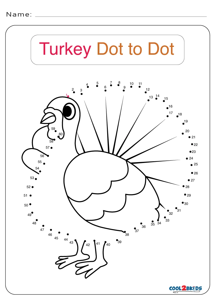 Free printable turkey dot to dot