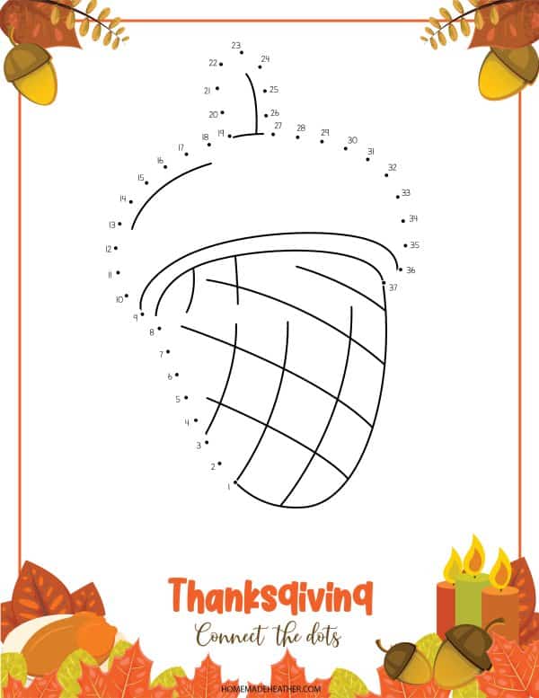 Free thanksgiving dot to dot printables homemade heather