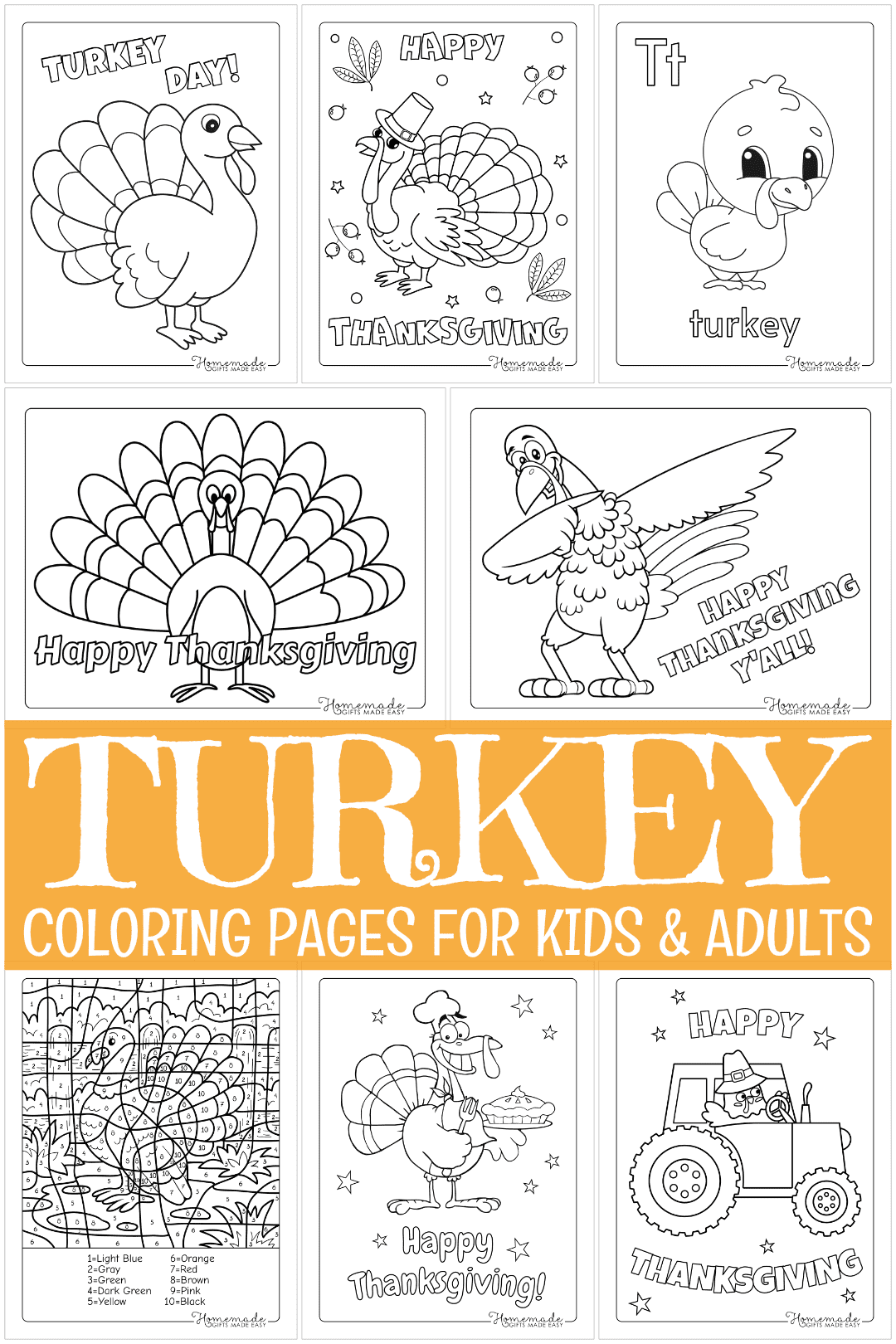 Free printable turkey coloring pages for kids