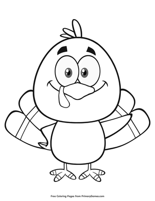 Cartoon turkey coloring page â free printable pdf from