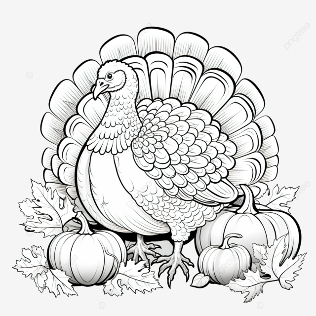 Thanksgiving turkey in pumpkin isolated coloring coloring book colouring color book png transparent image and clipart for free download