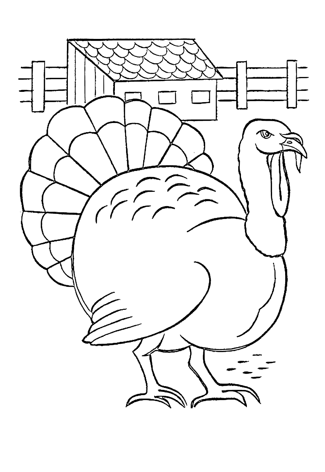 Free printable turkey farm coloring page for adults and kids