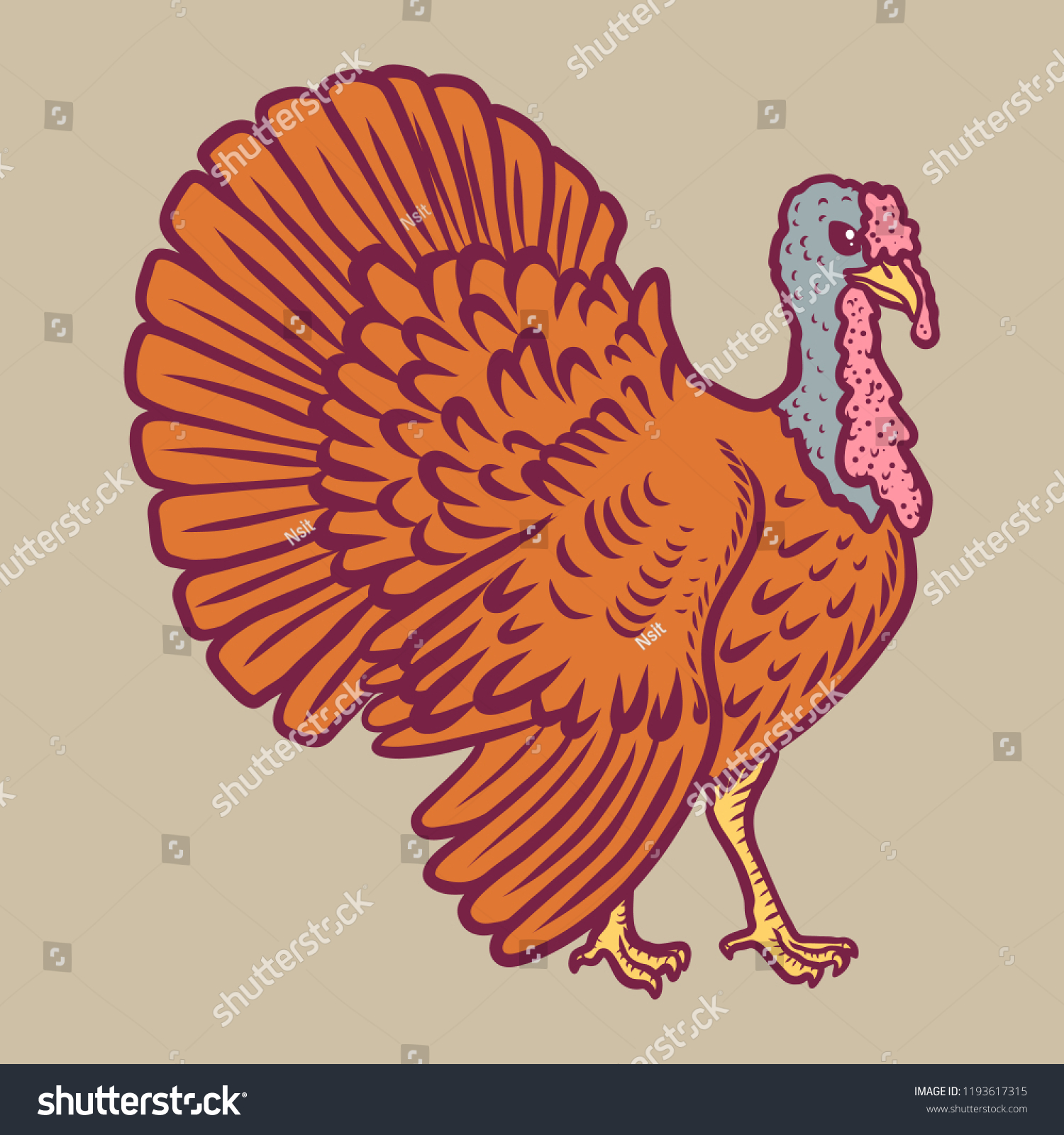 Drawing realistic turkey icon hand drawn stock vector royalty free