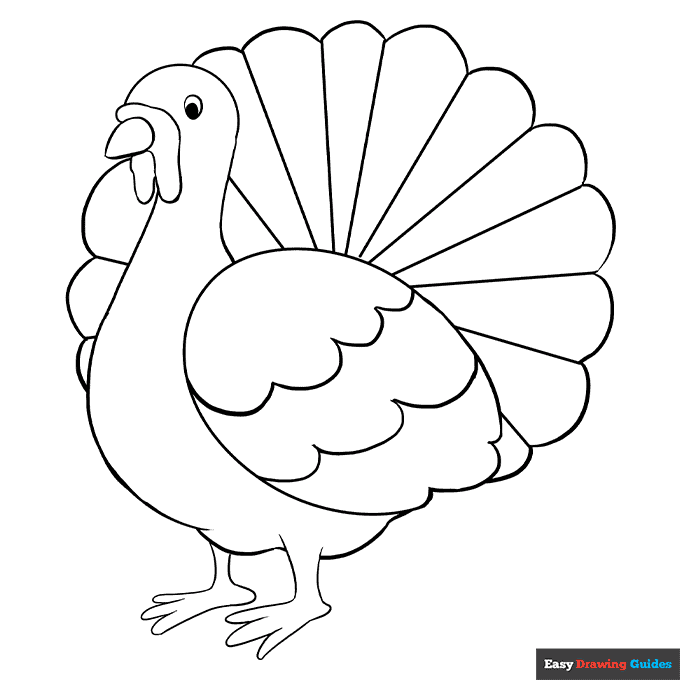 Turkey coloring page easy drawing guides