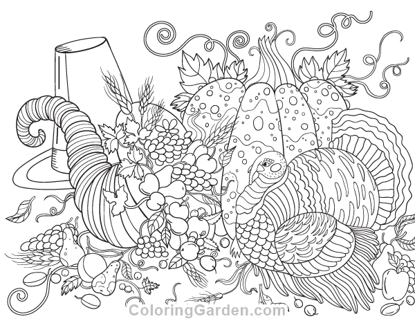 Thanksgiving adult coloring page