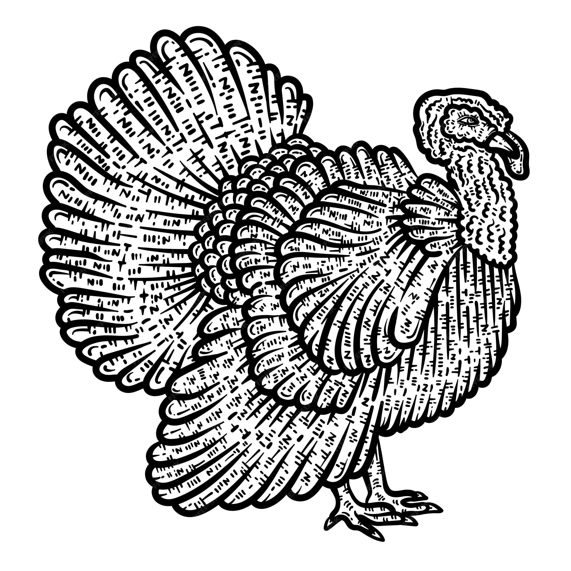 Premium vector turkey animal coloring page for adults