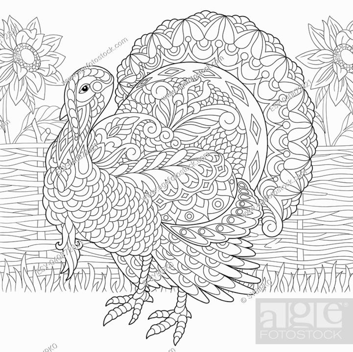 Coloring page of turkey and sunflowers on the farm yard stock vector vector and low budget royalty free image pic esy