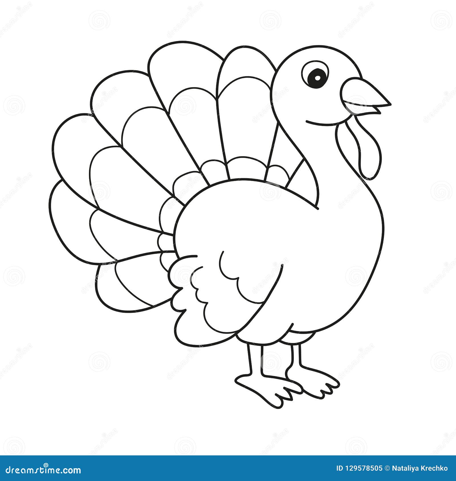 Black and white cartoon vector illustration of funny turkey farm bird animal stock vector